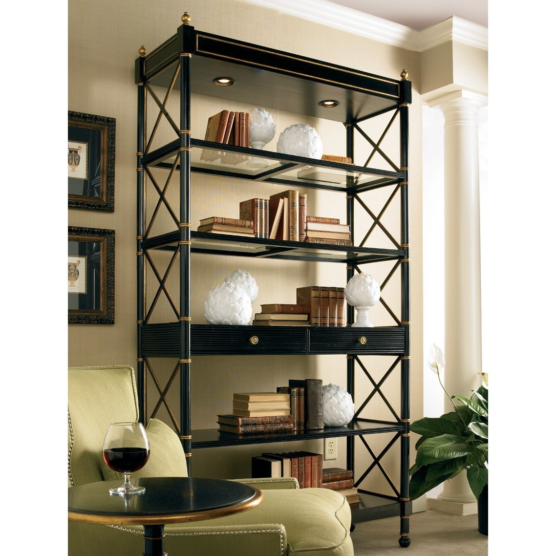 CTH Sherrill Occasional Masterpiece Empire Etagere in Ebony
